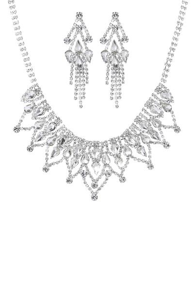 Rhinestone Bridal Necklace Earring Set