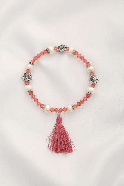 CRYSTAL FRESH WATER PEARL TASSEL BRACELET