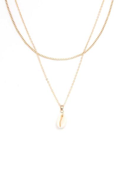 COWRIE SEASHELL METAL LAYERED NECKLACE
