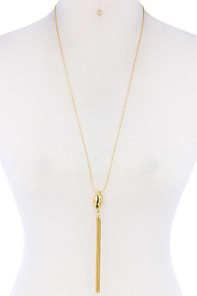 Sea Life and Chain Tassel Necklace and Earring Set
