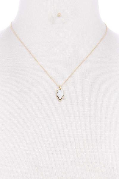 FAUX DRUZY OWL NECKLACE