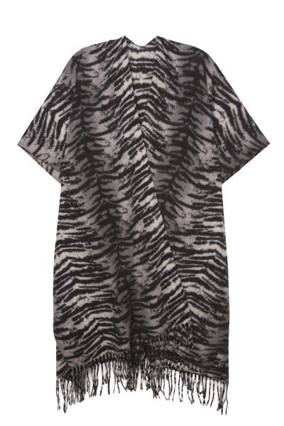 FASHION TIGER PRINT TASSEL KIMONO
