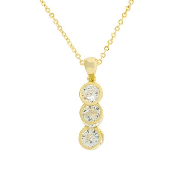 METAL RHINESTONE TRIPLE DISC PENDANT NECKLACE