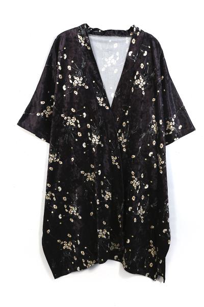 FLORAL VELVET KIMONO