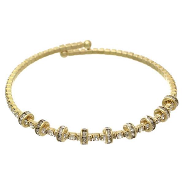 Flexible Rhinestone Round Charm Bracelet