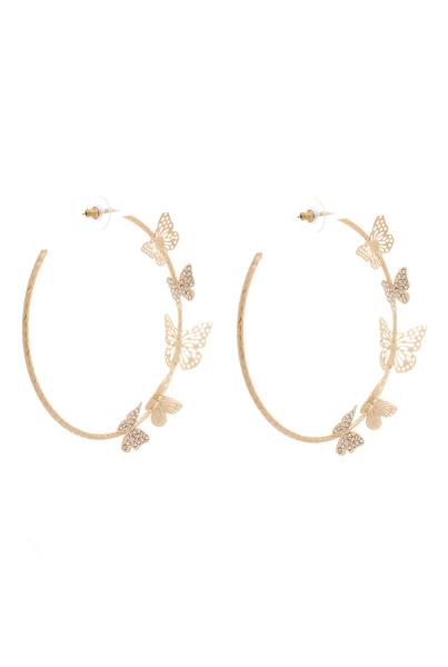 BUTTERFLY METAL OPEN HOOP EARRING