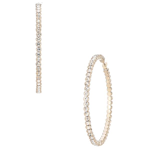 RHINESTONE 75MM ROUND STONE HOOP EARRING