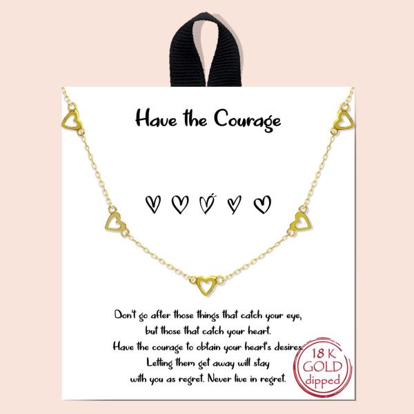 BLB HAVE THE COURAGE HEART METAL MESSAGE NECKLACE