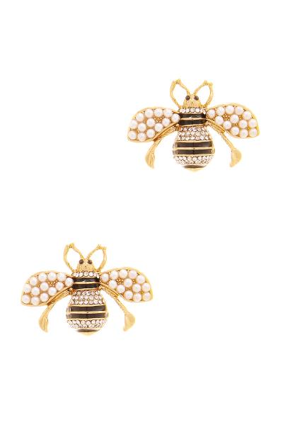 Bee with Pearl Stud Earring