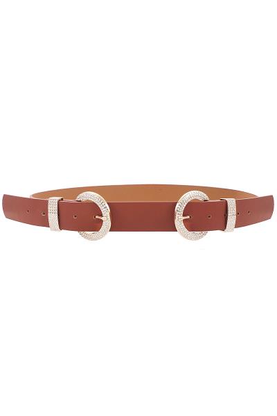 RHINESTONE PAVE DOUBLE BUCKLE BELT