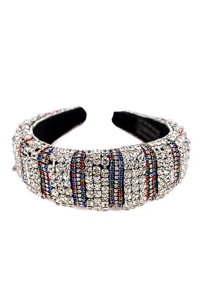 FASHION MULTI RHINESTONE STRIPPED COLOR HEADBAND