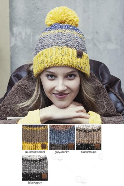 CC SEED STITCHED CONFETTI HAT WITH POM