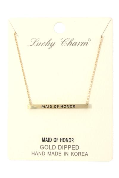 "MAID OF HONOR" INSPIRATION METAL BAR NECKLACE