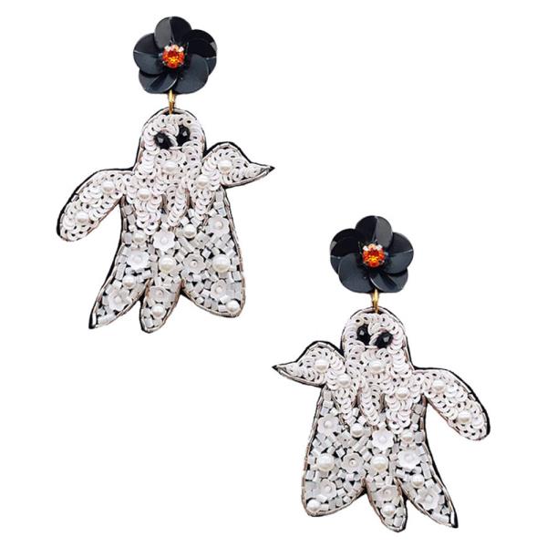 Halloween Beaded Ghost Earring