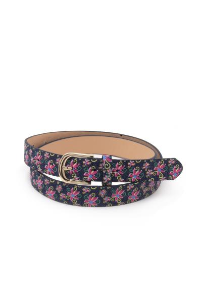 FLOWER PATTERN PU LEATHER BELT