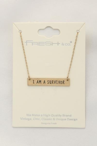 I AM A SURVIVOR BAR NECKLACE