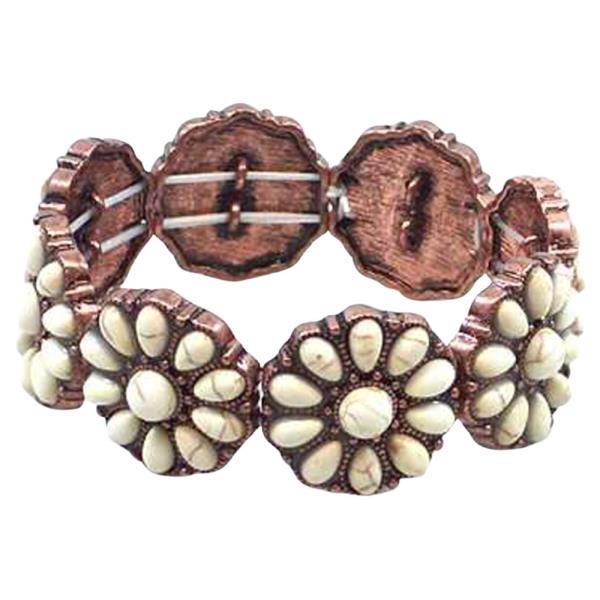 Western Style Flower Stone Stretch Bracelet
