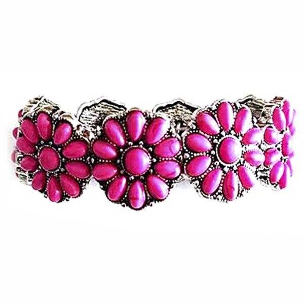 WESTERN STYLE FLOWER STONE STRETCH BRACELET