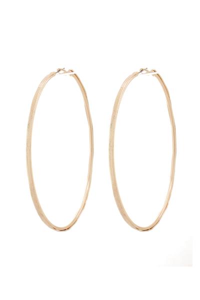 HERRINGBONE CHAIN 90MM METAL HOOP EARRING