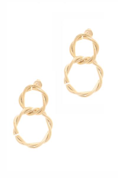 SECRET BOX Double Twist Metal Dangle Stud Earring