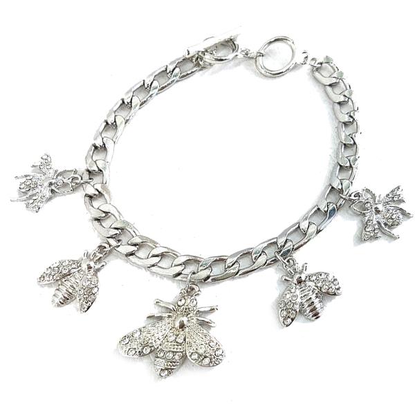 Insects Danglebee Metal Clasp Charm Chain Bracelet