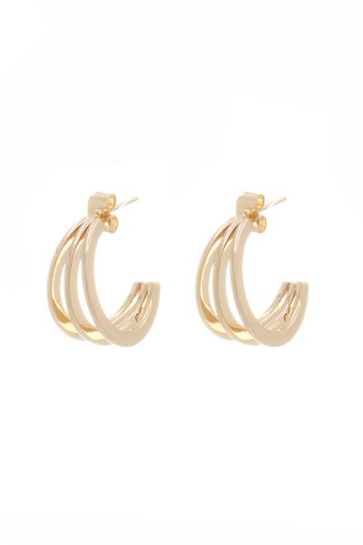 14K GOLD DIPPED HYPOALLERGENIC MADE IN KOREA CLASSIC TRIPLE RING METAL MINI HOOP EARRING