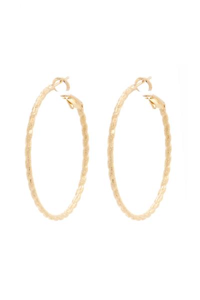 14K GOLD DIPPED HYPOALLERGENIC MADE IN KOREA CLASSIC TEXTURE 40MM METAL HOOP EARRING