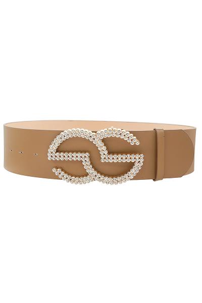 TRENDY MULTI RHINESTONE LETTER BUCKLE WITH THICK BELT
