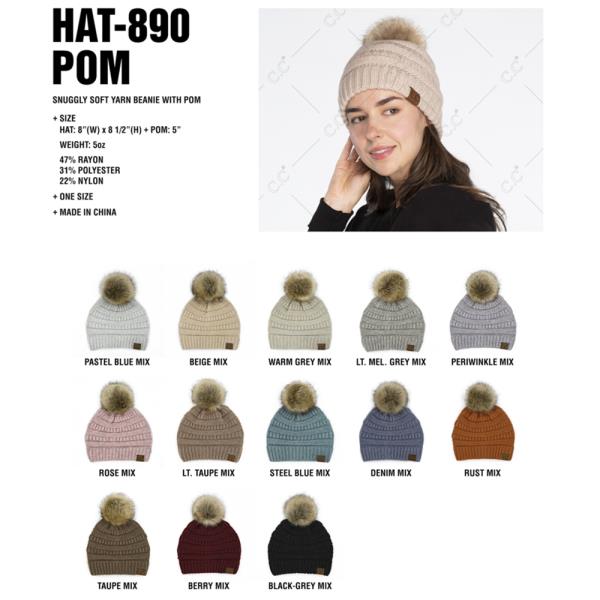 CC SNUGGLY SOFT YARN POMPOM BEANIE