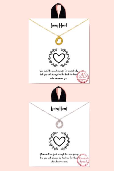 BLB Loving Heart Metal Pendant Message Necklace