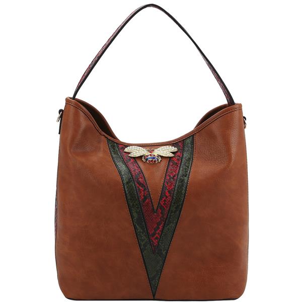 TRENDY RHINESTONE INSECT HOBO BAG WITH LONG STRAP