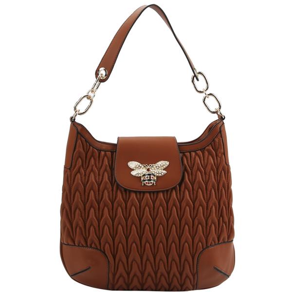 STYLISH PATTERN AND INSECT ACCENT SHOULDER BAG