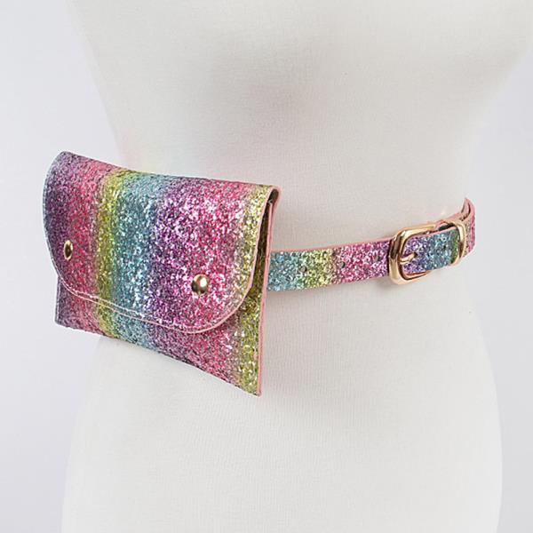 RAINBOW MULTI COLOR GLITTER BELT BAG