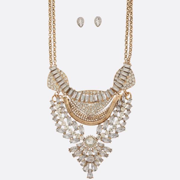 Stone Bohemian Statement Necklace Earring Set