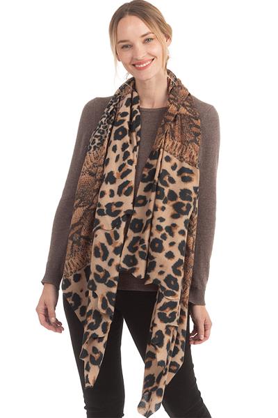 Multi Animal Pattern Ruffle Scarf