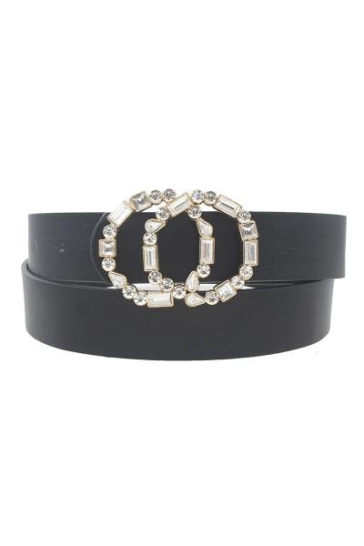 RHINESTONE DOUBLE CIRCLE BUCKLE BELT