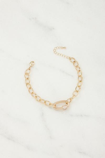 Oval Metal Chain Stone Point Bracelet