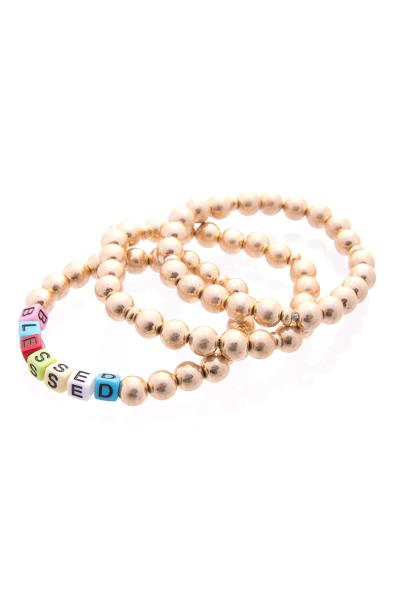 Inspiration Word Metal Ball Chain Stretch Bracelet