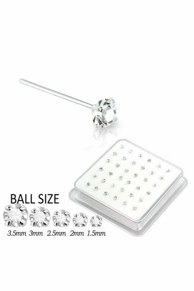 4 Sterling Silver Nose Stud Straight Tip 36 Pc