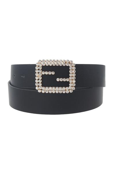 DOUBLE ROW RHINESTONE BUCKLE BELT