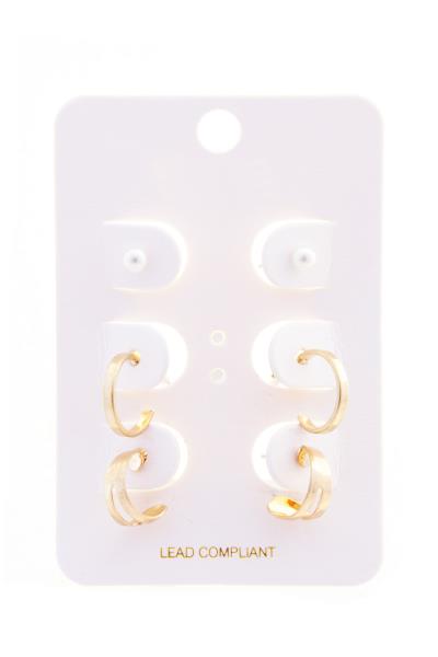 MINI METAL HOOP EARRING 2 PAIR SET