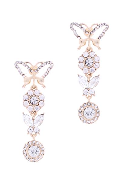 Rhinestone Butterfly Dangle Drop Earring