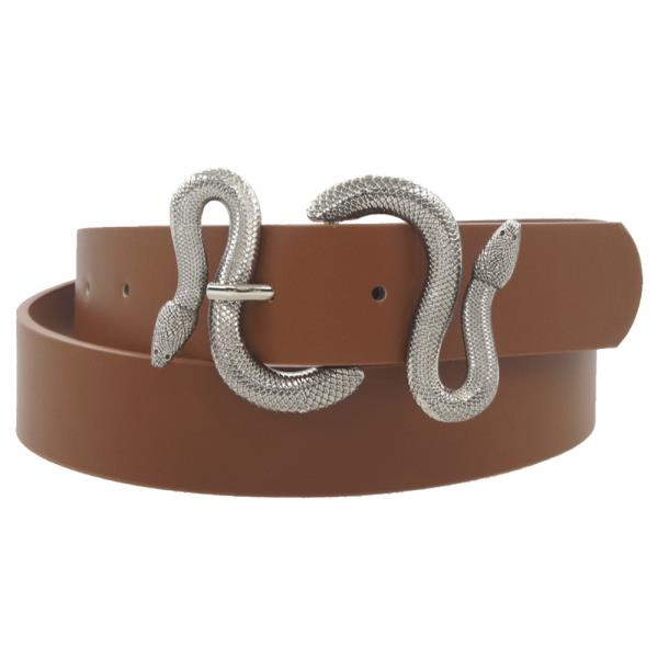 ANTIQUE SILVER TEXTURED SNAKE WRAP BUCKLE BELT