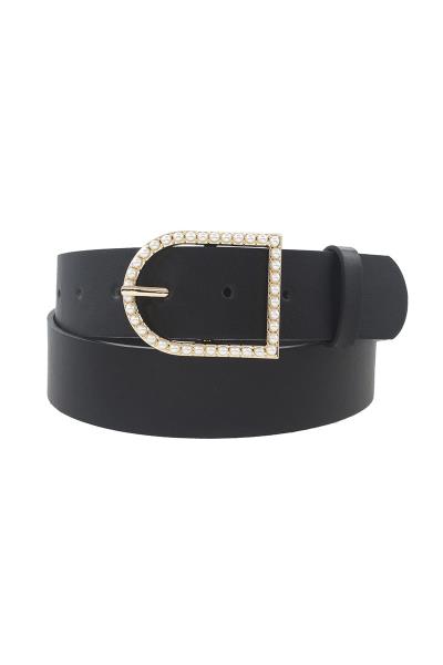 PEARL EMBELLISHED D SHAPED BUCKLE BELT