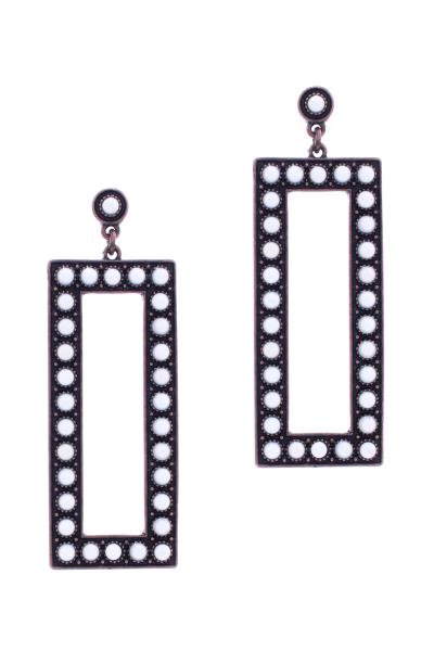 Western Marbling Stone Rectangle Dangle Earring