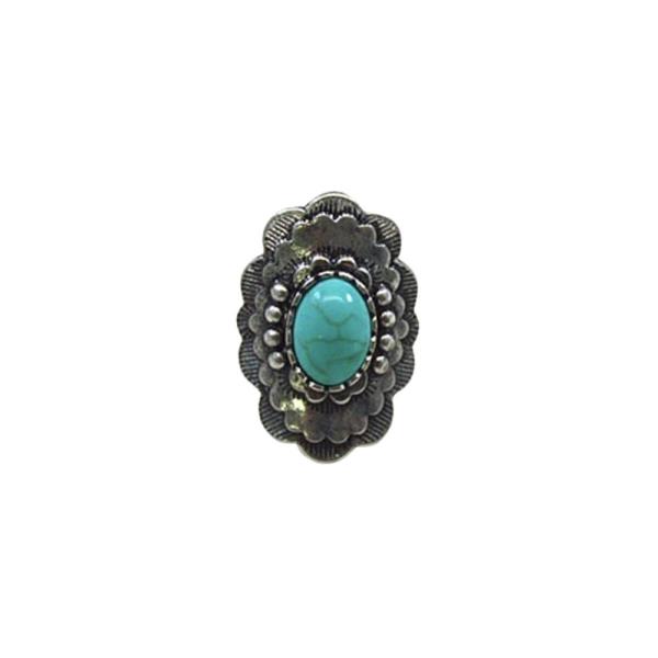 Rodeo Western Style Metal Marbling Stone Ring