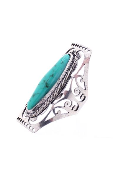 Western Style Metal Marbling Stone Ring
