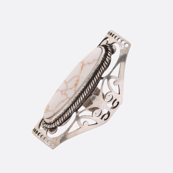 Western Style Metal Marbling Stone Ring