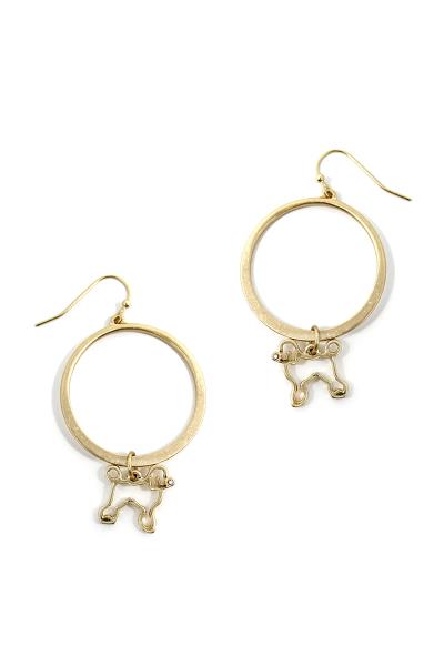 Metal Ring Dog Dangle Hook Earring