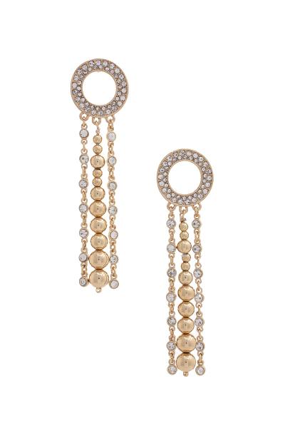 Stone Balls and Stone Tassel Drop Metal Earring